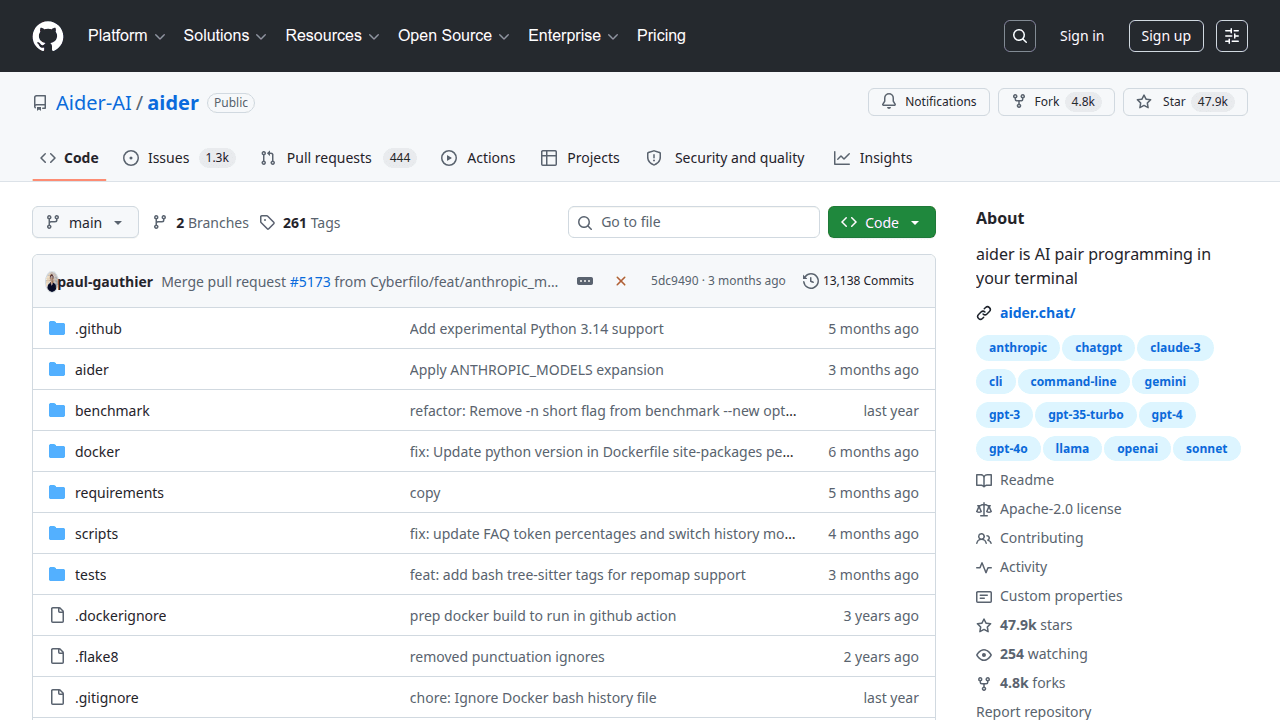 Aider GitHub repository