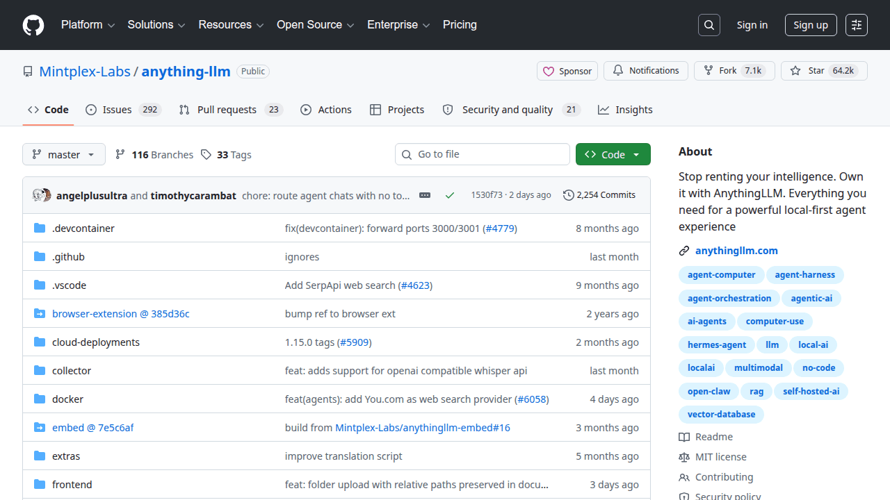 AnythingLLM GitHub repository