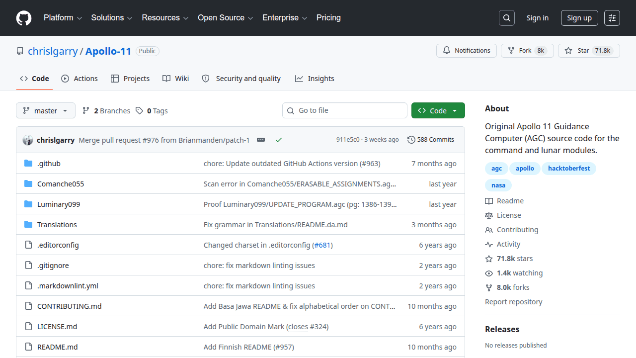 Apollo-11 GitHub repository