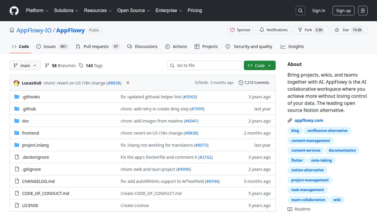 AppFlowy GitHub repository