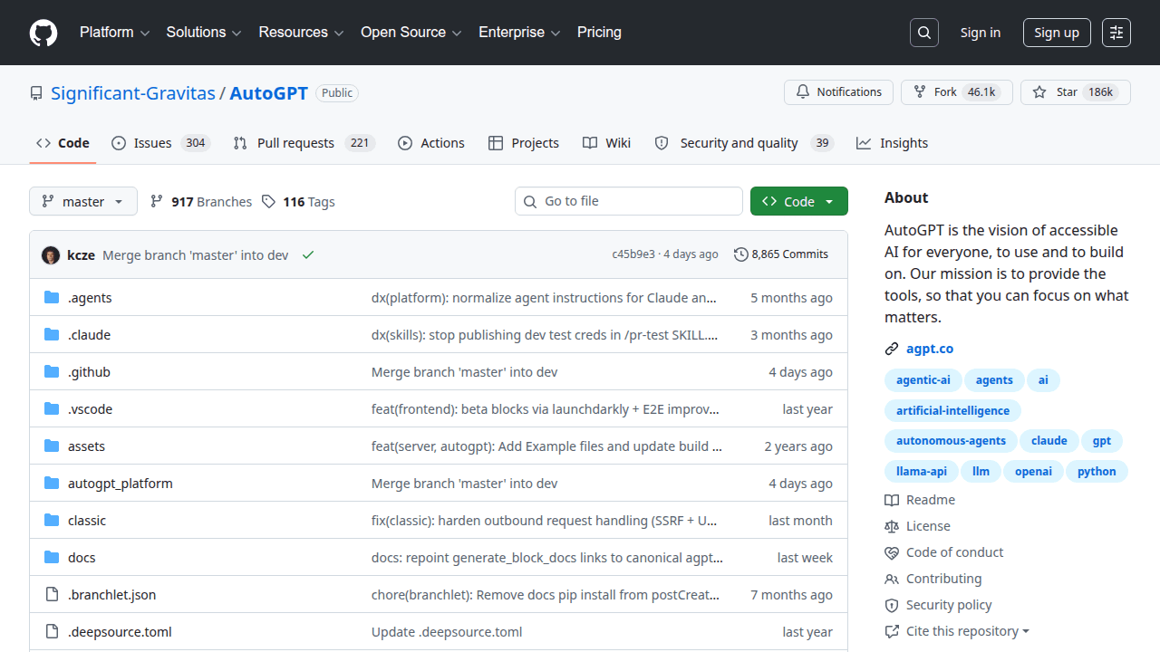 Auto-GPT GitHub repository