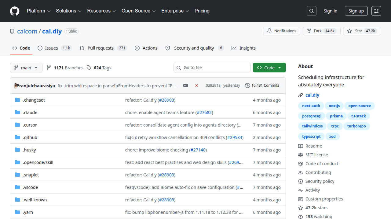 Cal.com GitHub repository