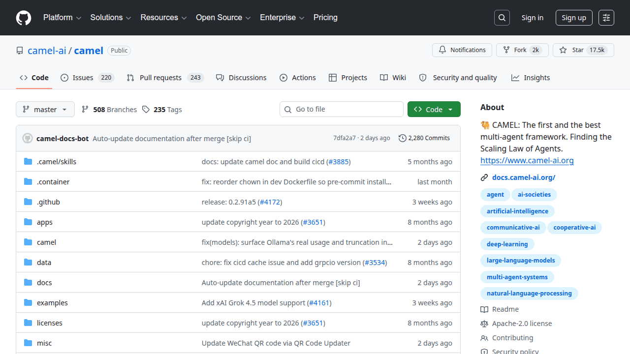 CAMEL GitHub repository