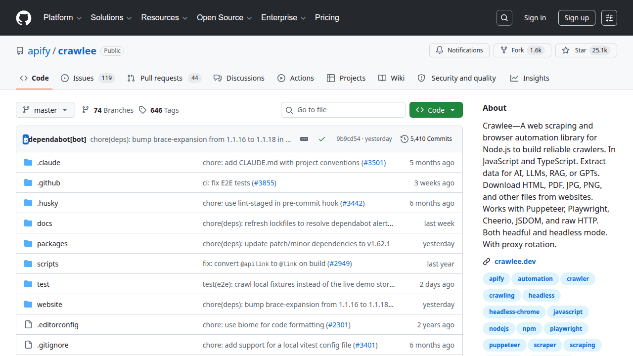 Crawlee GitHub repository
