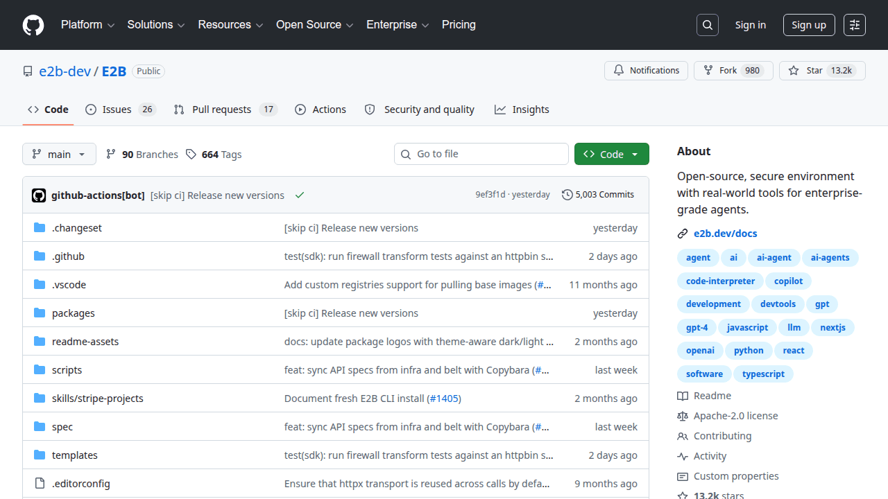 E2B GitHub repository