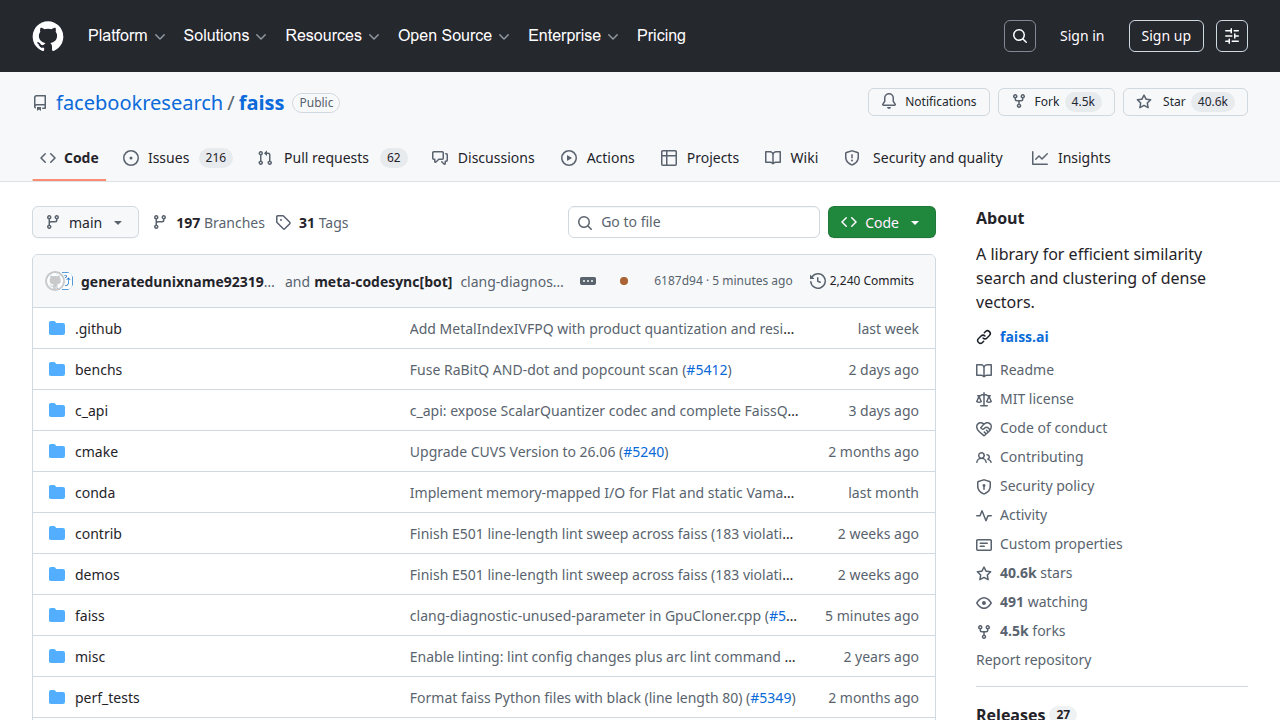 Faiss GitHub repository