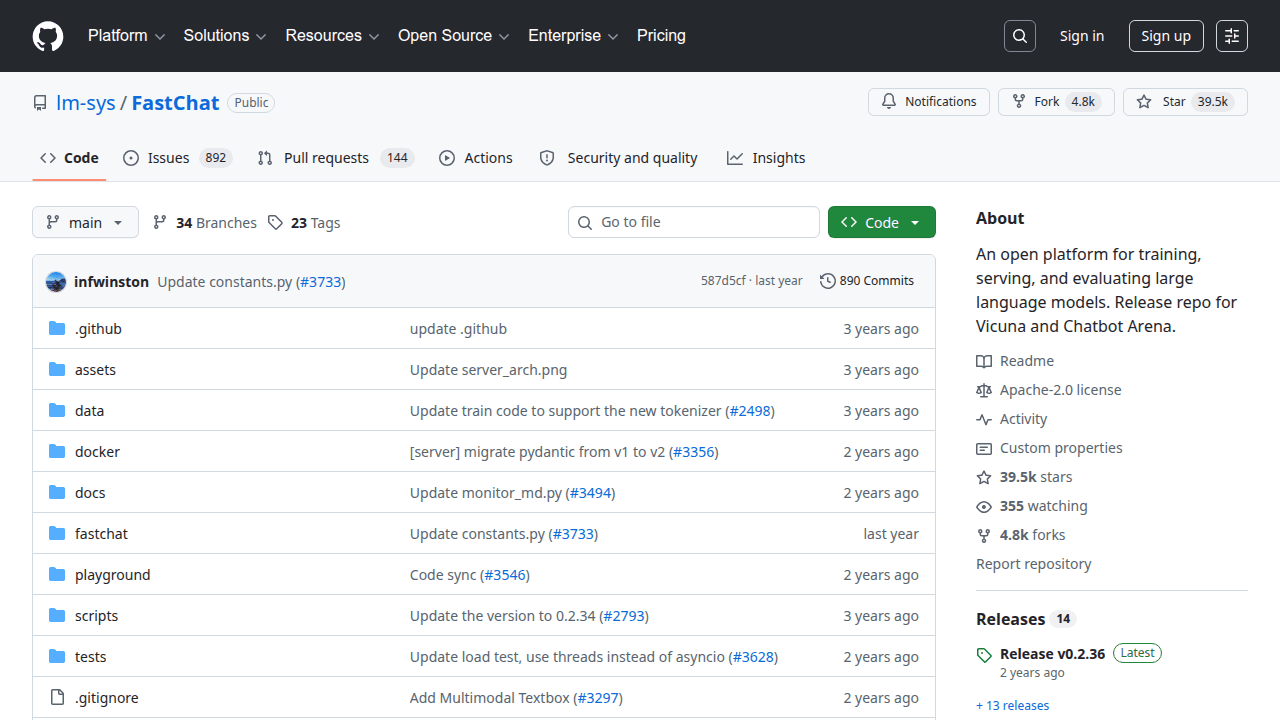 FastChat GitHub repository
