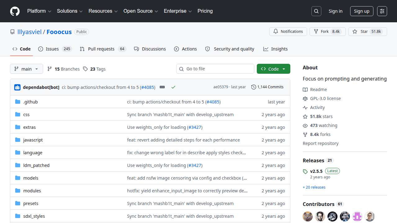 Fooocus GitHub repository