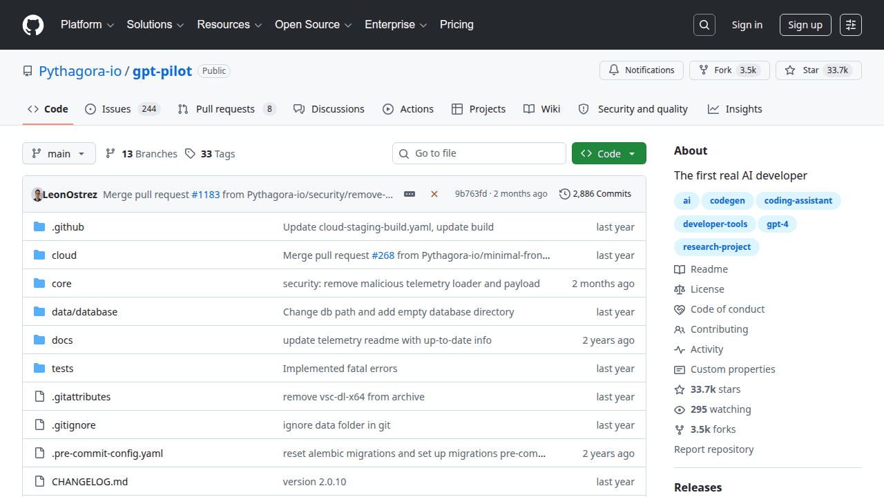 GPT Pilot GitHub repository