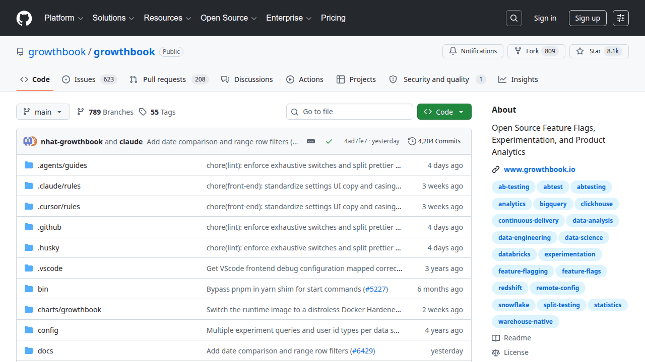 GrowthBook GitHub repository
