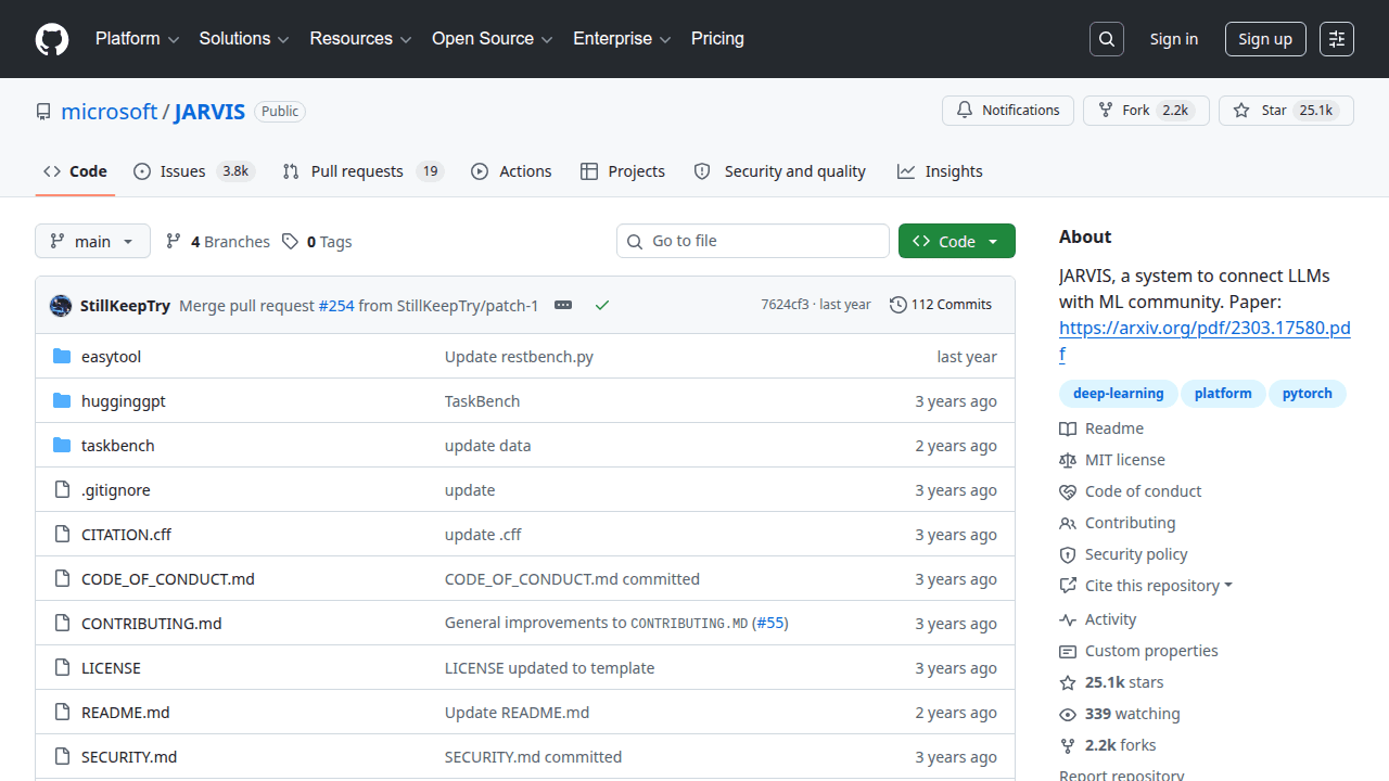 HuggingGPT / JARVIS GitHub repository
