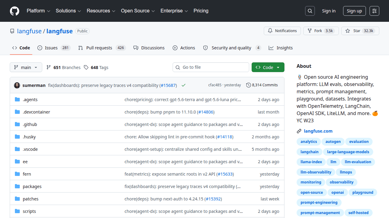 Langfuse GitHub repository