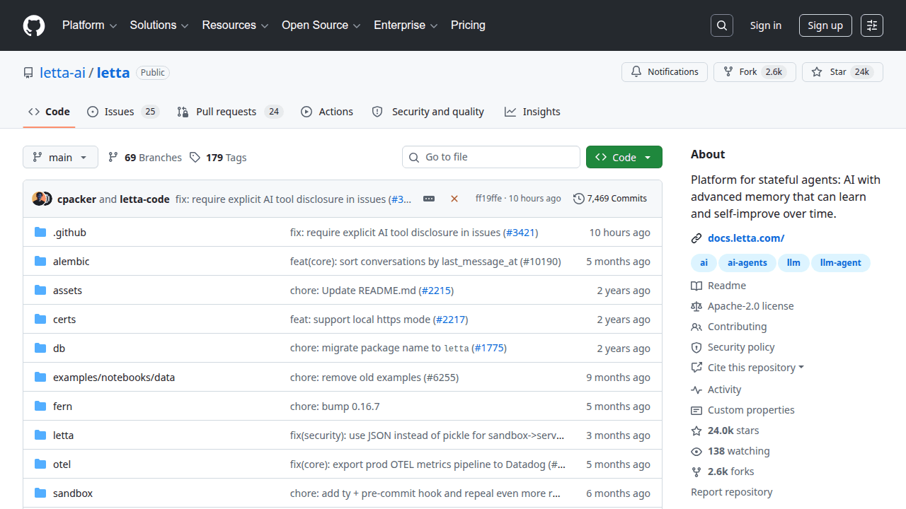 Letta GitHub repository