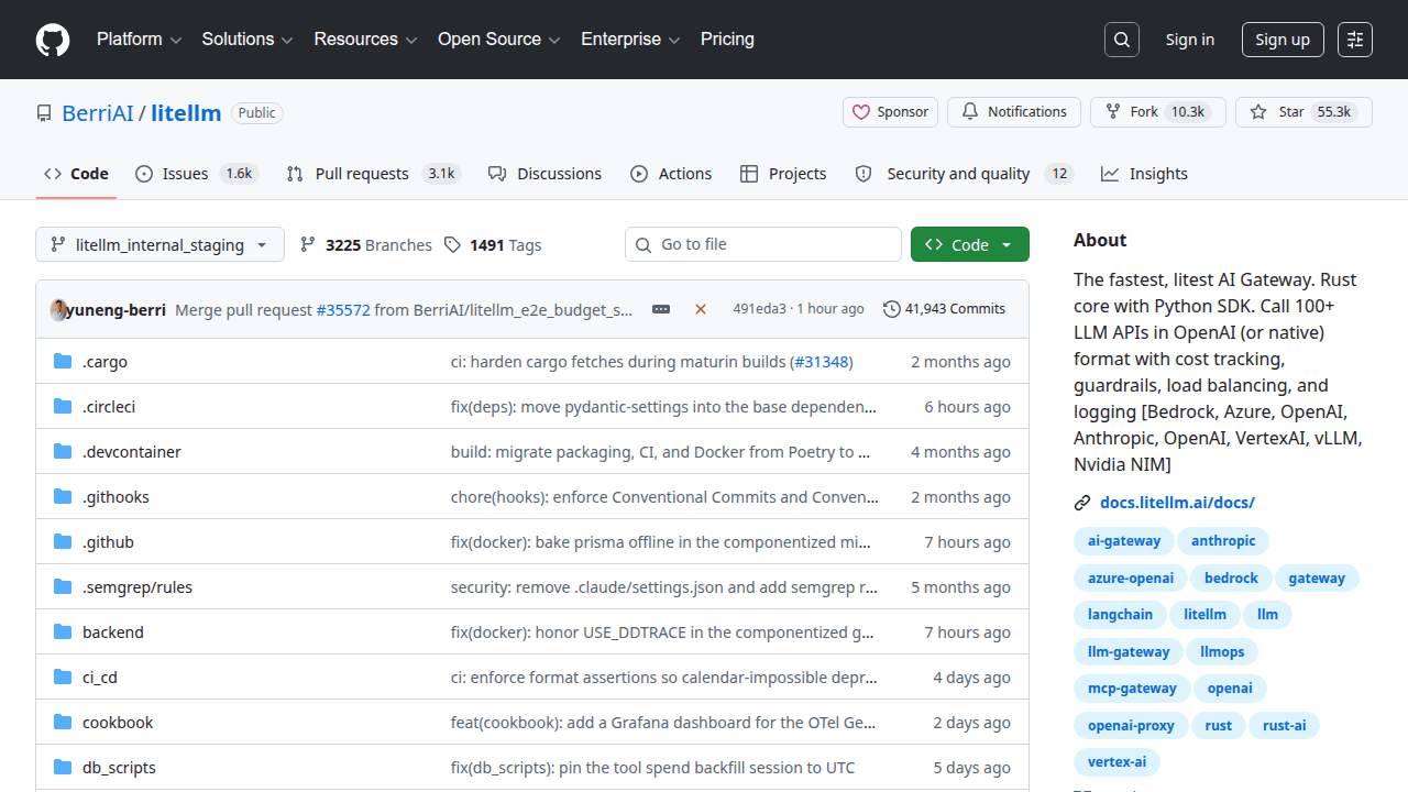 LiteLLM GitHub repository