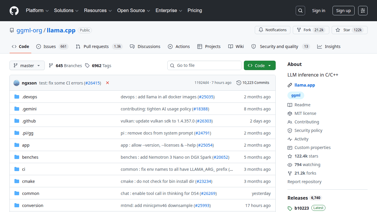 llama.cpp GitHub repository