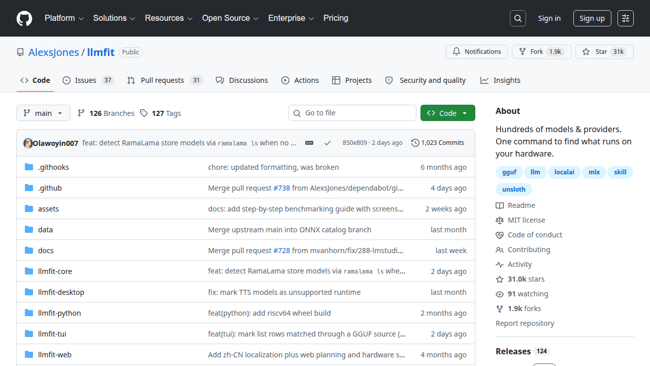llmfit GitHub repository