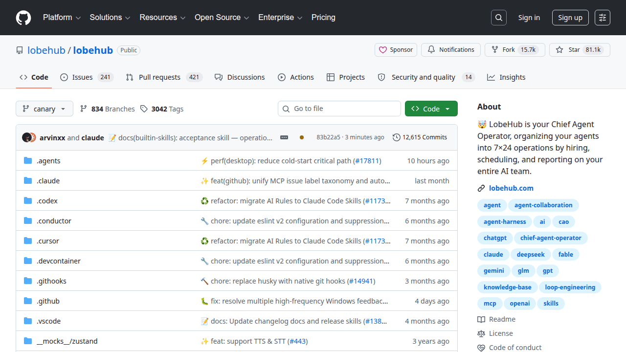 Lobe Chat GitHub repository