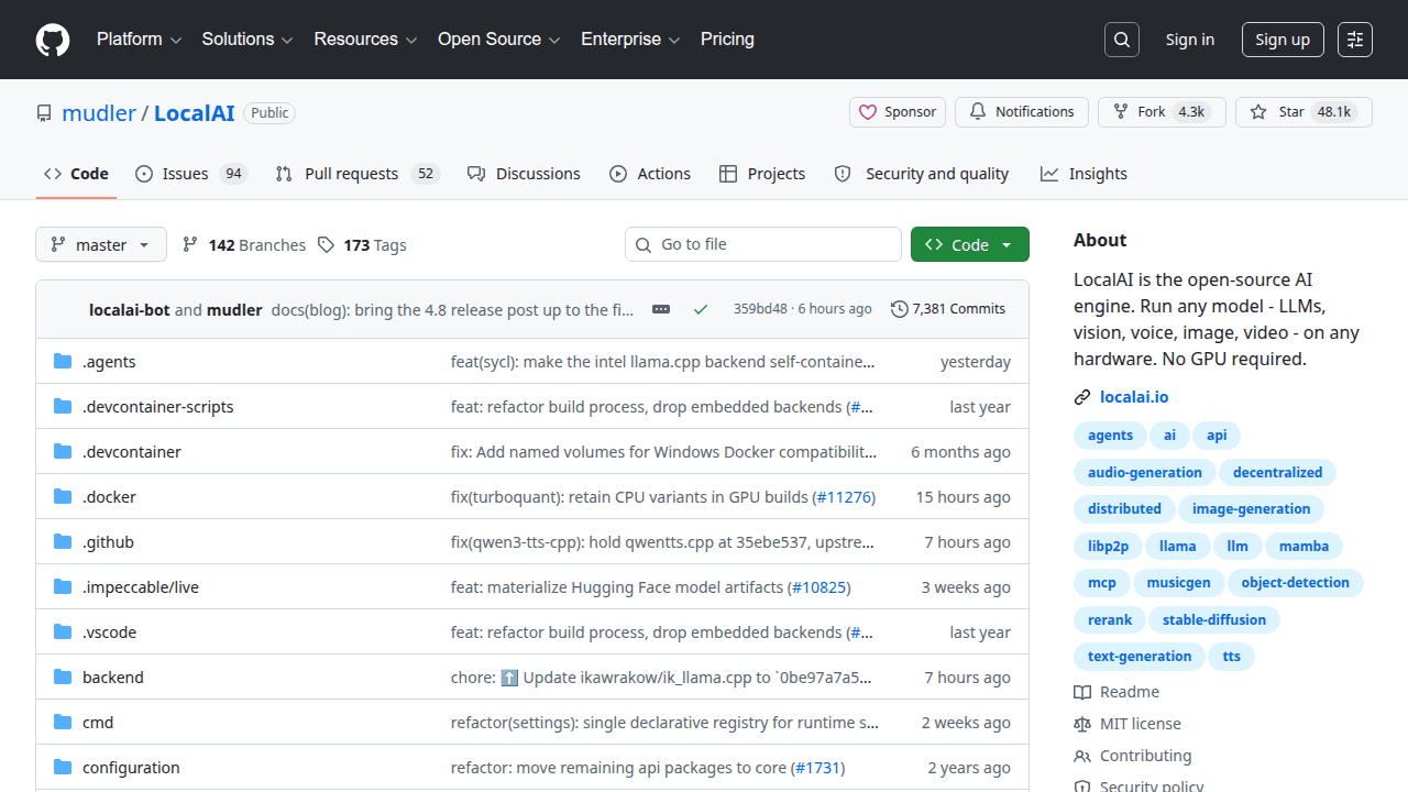 LocalAI GitHub repository