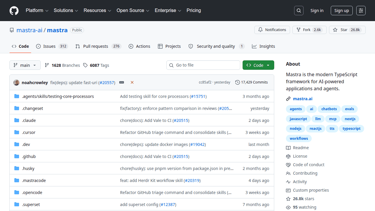 Mastra GitHub repository