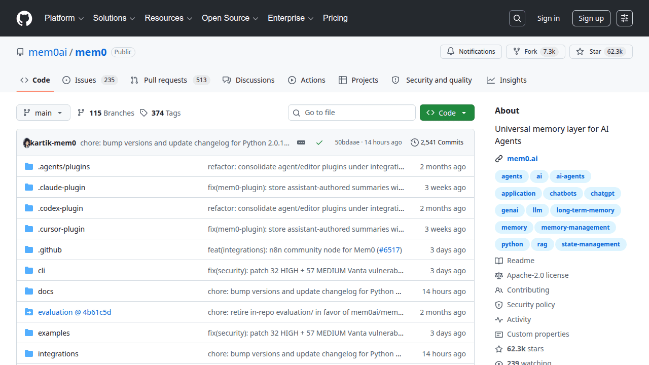 Mem0 GitHub repository