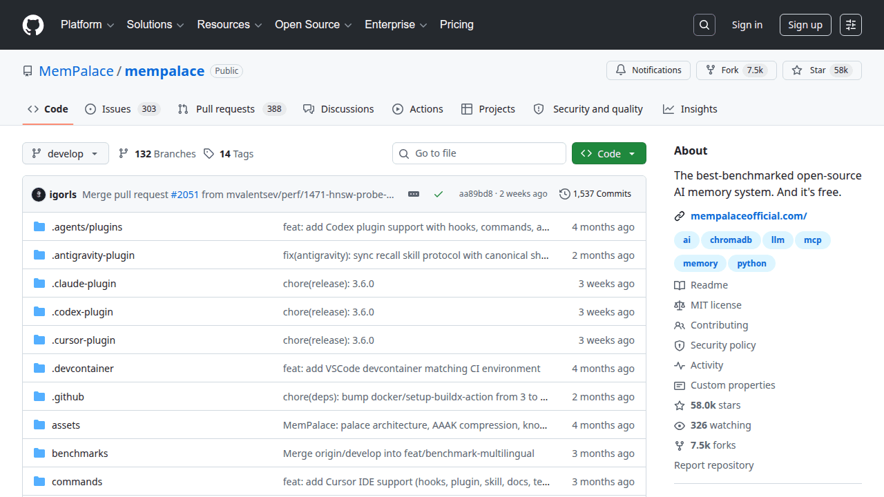 MemPalace GitHub repository