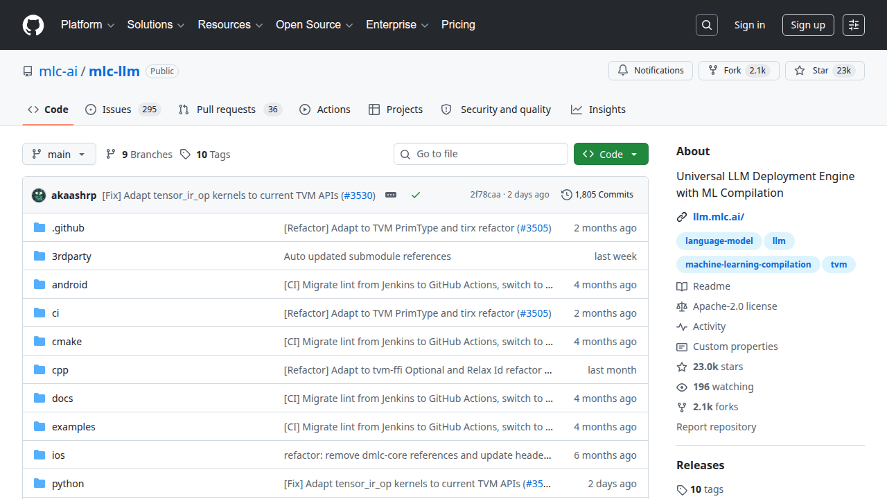 MLC LLM GitHub repository