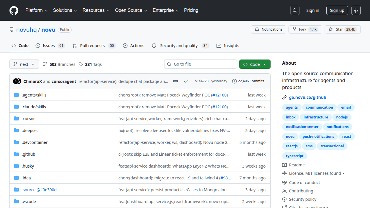 Novu GitHub repository