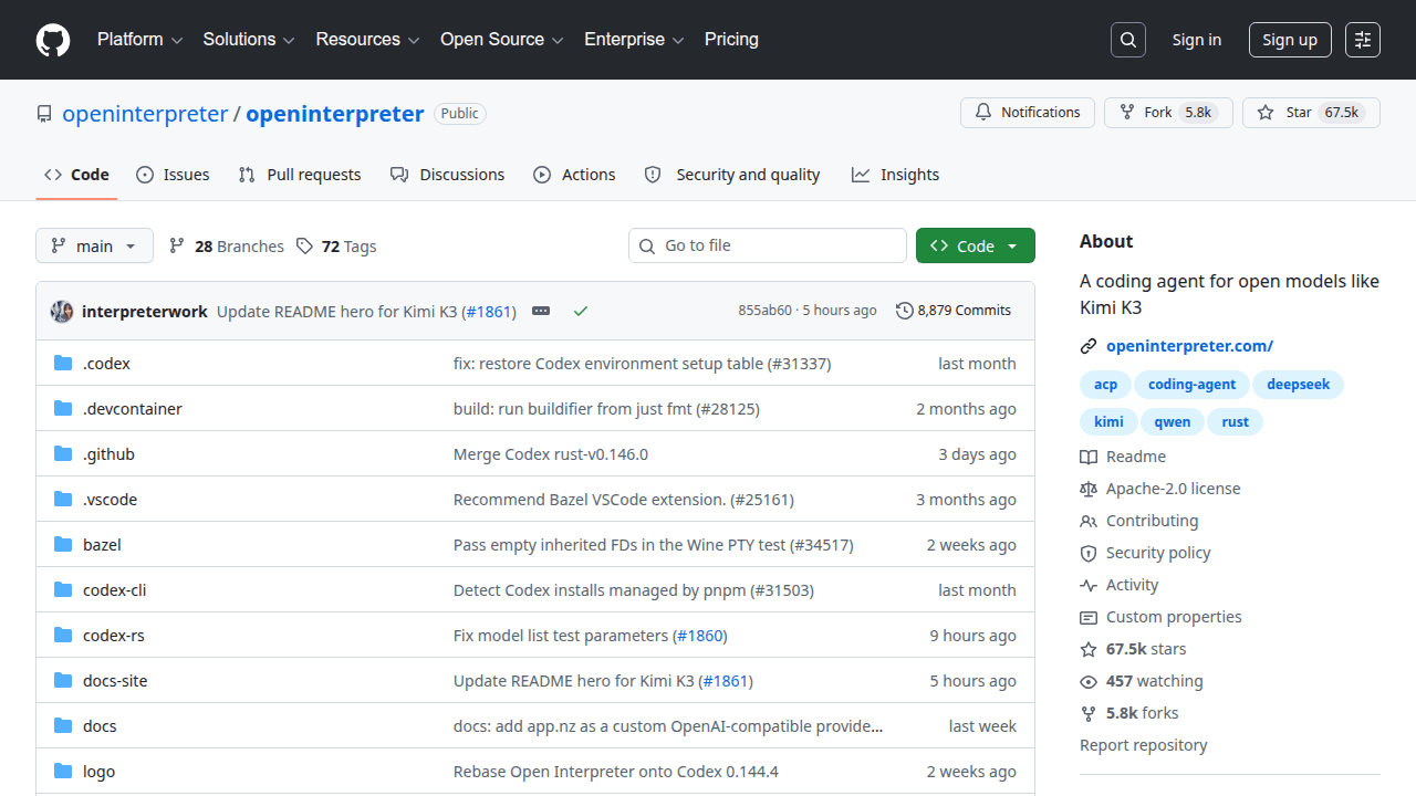 Open Interpreter GitHub repository