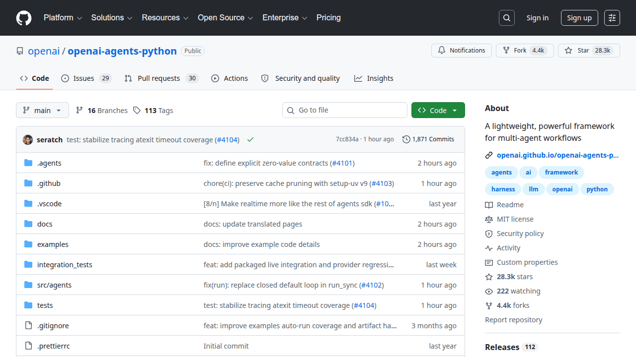 OpenAI Agents SDK GitHub repository