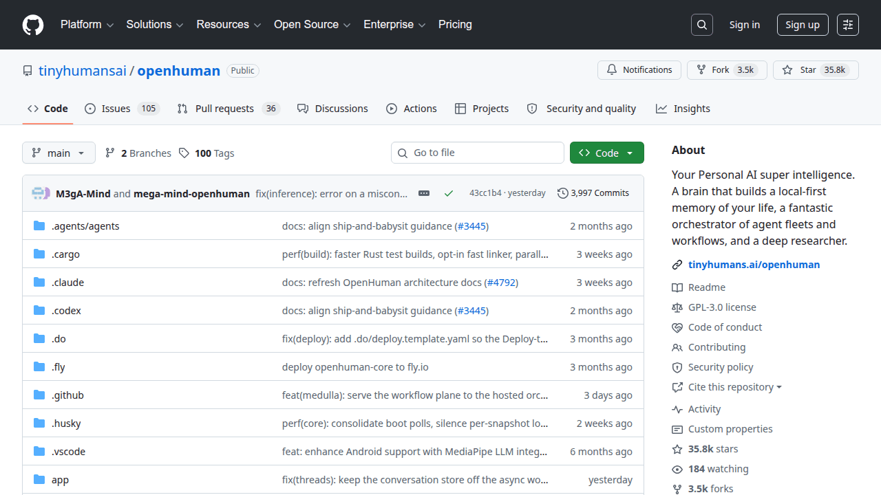 OpenHuman GitHub repository