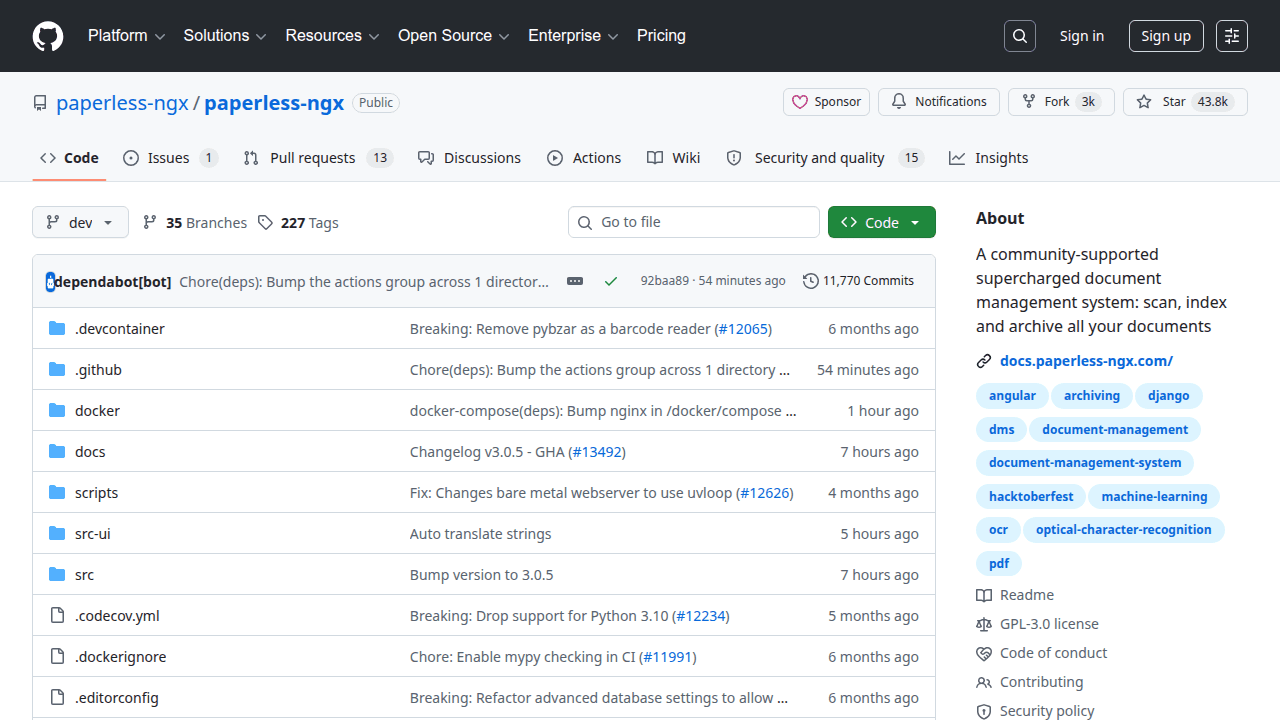 Paperless-ngx GitHub repository