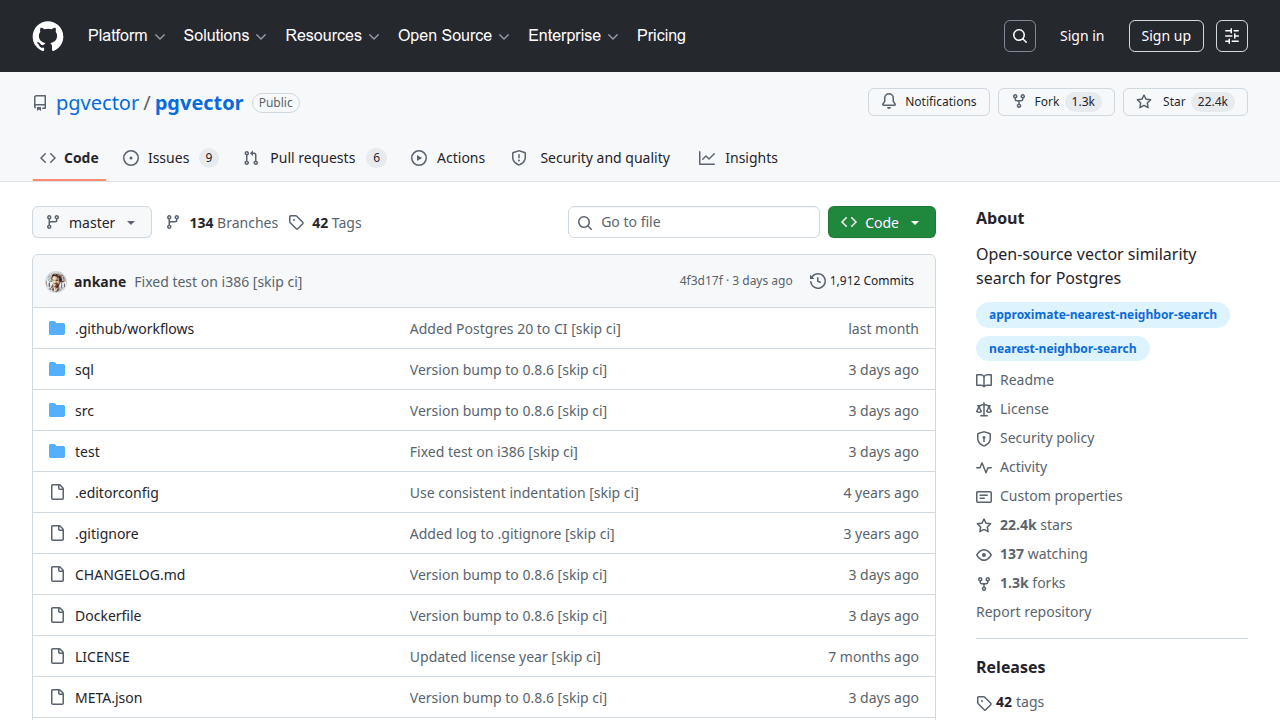 pgvector GitHub repository