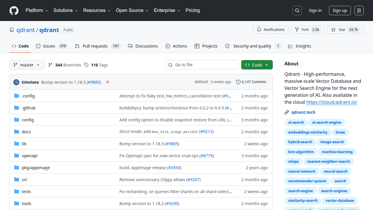 Qdrant GitHub repository