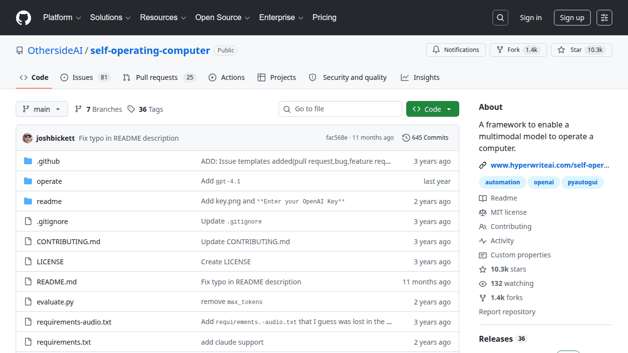 Self-Operating Computer GitHub repository