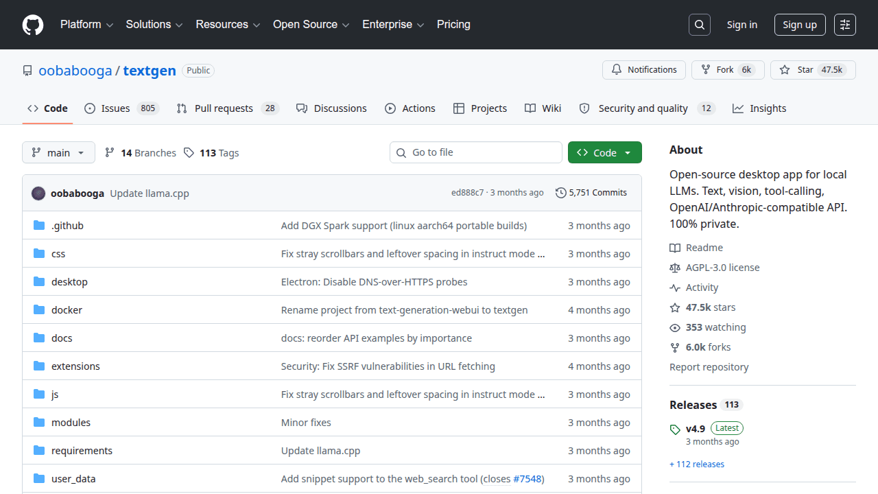 Text Generation WebUI GitHub repository