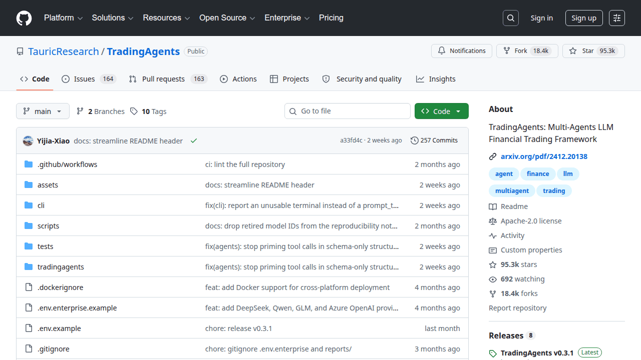 TradingAgents GitHub repository