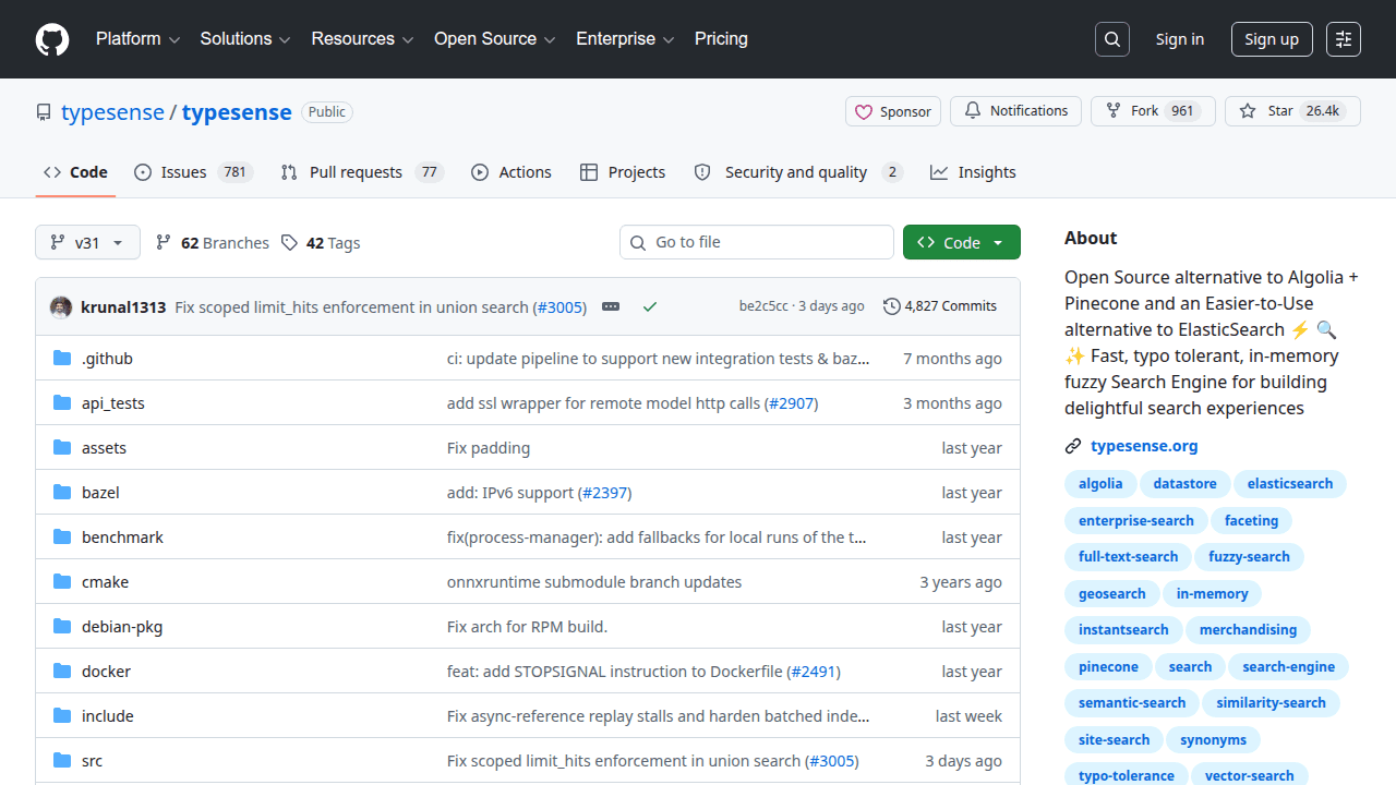 Typesense GitHub repository