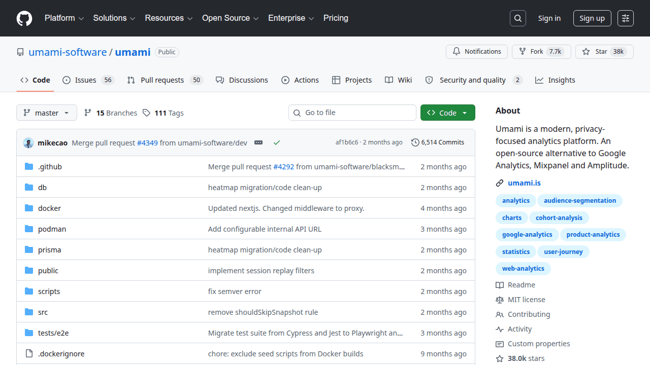 Umami GitHub repository