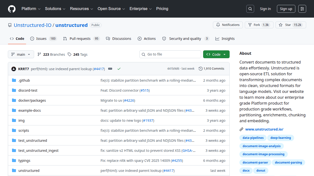 Unstructured GitHub repository